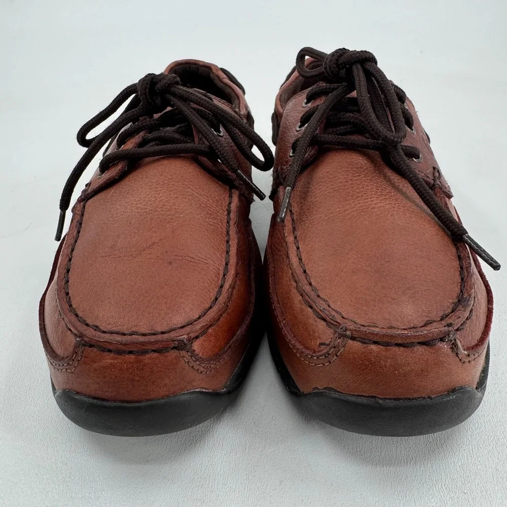 Rockport Works Boat Shoes MENS Brown Leather Lace Up Comp Toe SIZE 11.5